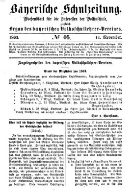 Bayerische Schulzeitung Samstag 14. November 1863