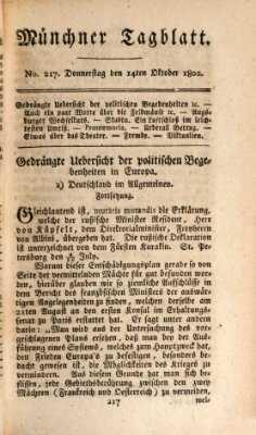 Münchener Tagblatt Donnerstag 14. Oktober 1802