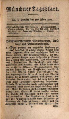 Münchener Tagblatt Dienstag 4. Januar 1803