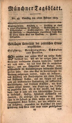 Münchener Tagblatt Samstag 26. Februar 1803