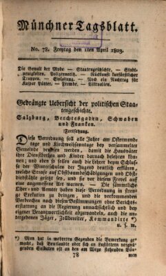 Münchener Tagblatt Freitag 1. April 1803