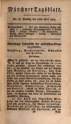 Münchener Tagblatt Dienstag 12. April 1803