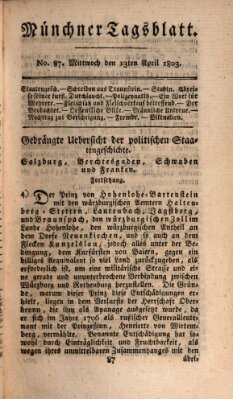 Münchener Tagblatt Mittwoch 13. April 1803