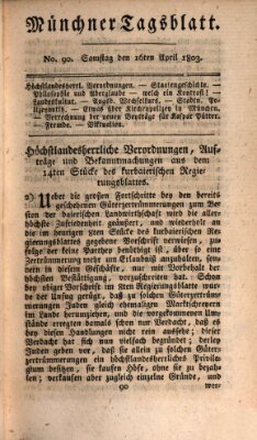 Münchener Tagblatt Samstag 16. April 1803