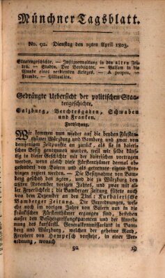 Münchener Tagblatt Dienstag 19. April 1803