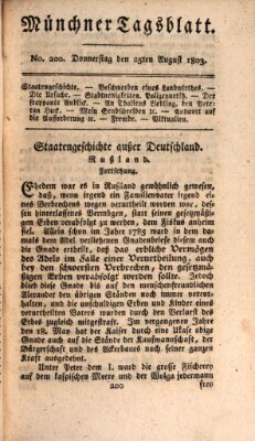 Münchener Tagblatt Donnerstag 25. August 1803