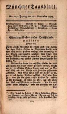 Münchener Tagblatt Freitag 2. September 1803