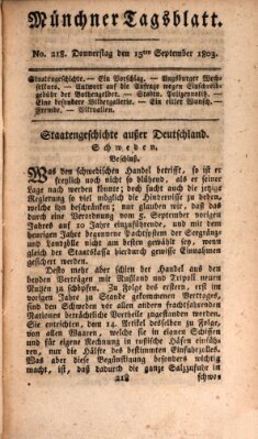 Münchener Tagblatt Donnerstag 15. September 1803