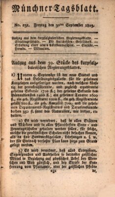 Münchener Tagblatt Freitag 30. September 1803