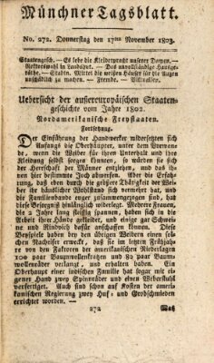 Münchener Tagblatt Donnerstag 17. November 1803