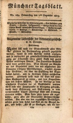 Münchener Tagblatt Donnerstag 1. Dezember 1803