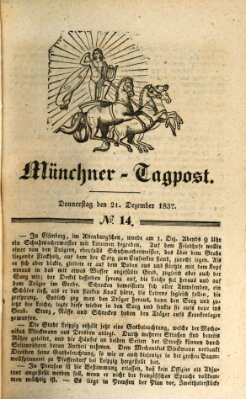 Münchener Tagpost (Münchener Morgenblatt) Donnerstag 21. Dezember 1837