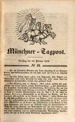 Münchener Tagpost (Münchener Morgenblatt) Dienstag 20. Februar 1838