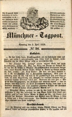 Münchener Tagpost (Münchener Morgenblatt) Sonntag 8. April 1838