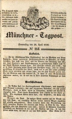 Münchener Tagpost (Münchener Morgenblatt) Donnerstag 26. April 1838
