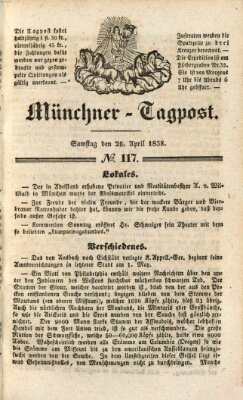 Münchener Tagpost (Münchener Morgenblatt) Samstag 28. April 1838