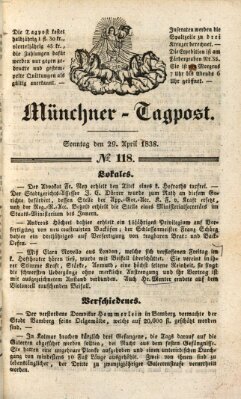 Münchener Tagpost (Münchener Morgenblatt) Sonntag 29. April 1838