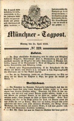 Münchener Tagpost (Münchener Morgenblatt) Montag 30. April 1838