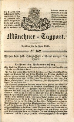 Münchener Tagpost (Münchener Morgenblatt) Samstag 2. Juni 1838