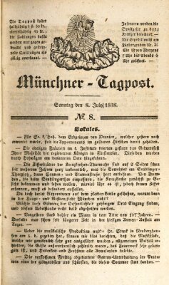 Münchener Tagpost (Münchener Morgenblatt) Sonntag 8. Juli 1838