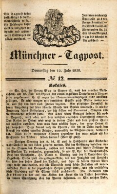 Münchener Tagpost (Münchener Morgenblatt) Donnerstag 12. Juli 1838