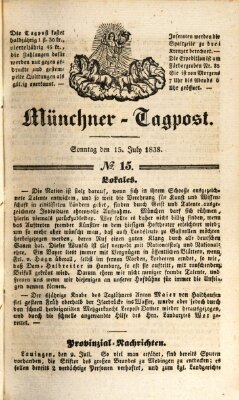 Münchener Tagpost (Münchener Morgenblatt) Sonntag 15. Juli 1838