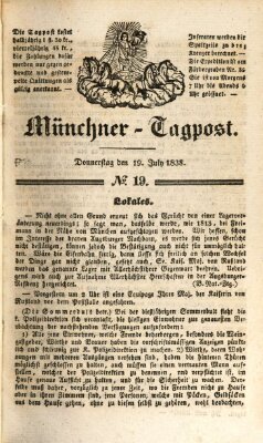 Münchener Tagpost (Münchener Morgenblatt) Donnerstag 19. Juli 1838