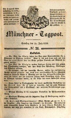 Münchener Tagpost (Münchener Morgenblatt) Samstag 21. Juli 1838