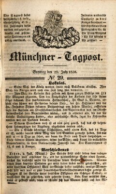 Münchener Tagpost (Münchener Morgenblatt) Sonntag 29. Juli 1838