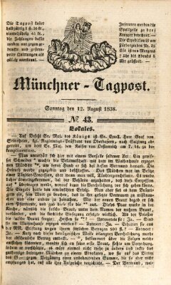 Münchener Tagpost (Münchener Morgenblatt) Sonntag 12. August 1838