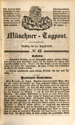 Münchener Tagpost (Münchener Morgenblatt) Dienstag 21. August 1838