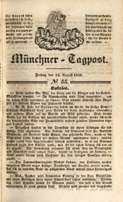 Münchener Tagpost (Münchener Morgenblatt) Freitag 24. August 1838