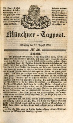 Münchener Tagpost (Münchener Morgenblatt) Montag 27. August 1838