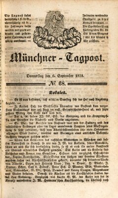 Münchener Tagpost (Münchener Morgenblatt) Donnerstag 6. September 1838