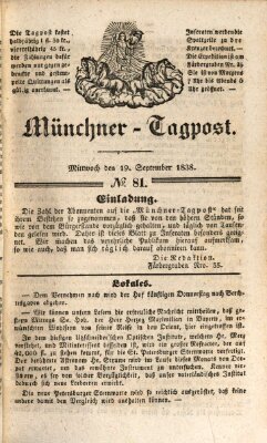 Münchener Tagpost (Münchener Morgenblatt) Mittwoch 19. September 1838