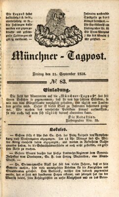 Münchener Tagpost (Münchener Morgenblatt) Freitag 21. September 1838