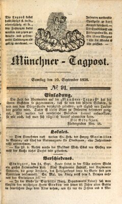 Münchener Tagpost (Münchener Morgenblatt) Samstag 29. September 1838