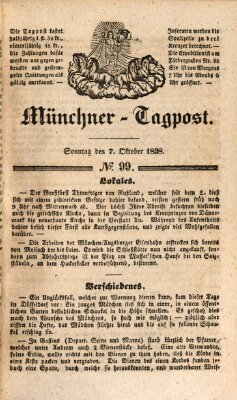 Münchener Tagpost (Münchener Morgenblatt) Sonntag 7. Oktober 1838