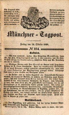 Münchener Tagpost (Münchener Morgenblatt) Freitag 12. Oktober 1838