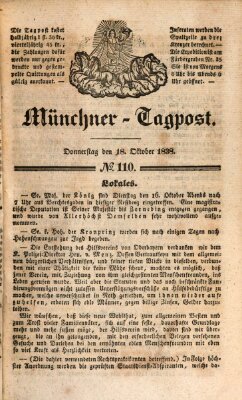 Münchener Tagpost (Münchener Morgenblatt) Donnerstag 18. Oktober 1838