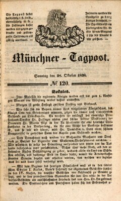 Münchener Tagpost (Münchener Morgenblatt) Sonntag 28. Oktober 1838