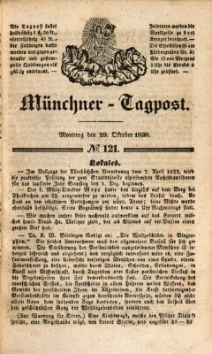 Münchener Tagpost (Münchener Morgenblatt) Montag 29. Oktober 1838