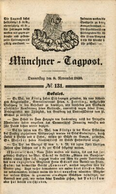 Münchener Tagpost (Münchener Morgenblatt) Donnerstag 8. November 1838