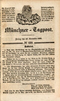 Münchener Tagpost (Münchener Morgenblatt) Samstag 17. November 1838