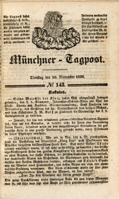 Münchener Tagpost (Münchener Morgenblatt) Dienstag 20. November 1838