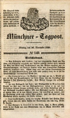 Münchener Tagpost (Münchener Morgenblatt) Montag 26. November 1838