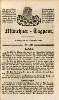 Münchener Tagpost (Münchener Morgenblatt) Dienstag 27. November 1838