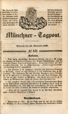 Münchener Tagpost (Münchener Morgenblatt) Mittwoch 28. November 1838