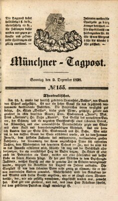 Münchener Tagpost (Münchener Morgenblatt) Sonntag 2. Dezember 1838