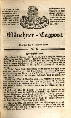 Münchener Tagpost (Münchener Morgenblatt) Dienstag 8. Januar 1839